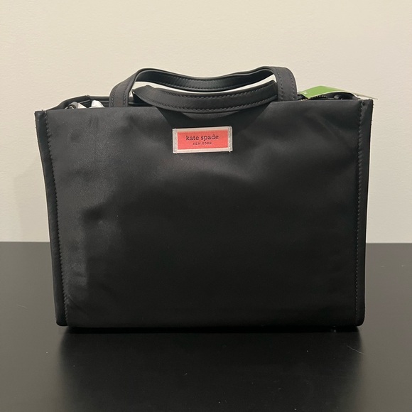 NWT Kate Spade Sam Nylon Medium Satchel Black PXRUA174 - Picture 1 of 7
